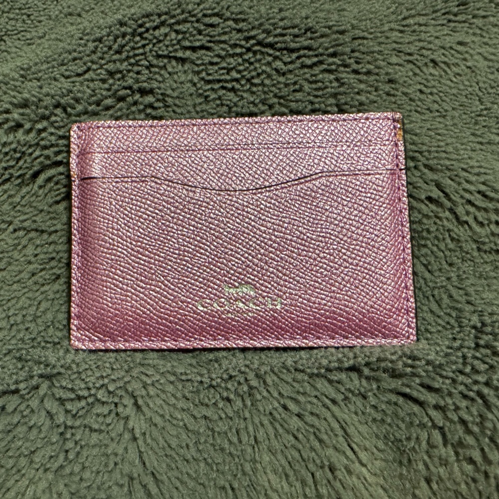 Coach Metallic Plum Leather Card & Key Holder